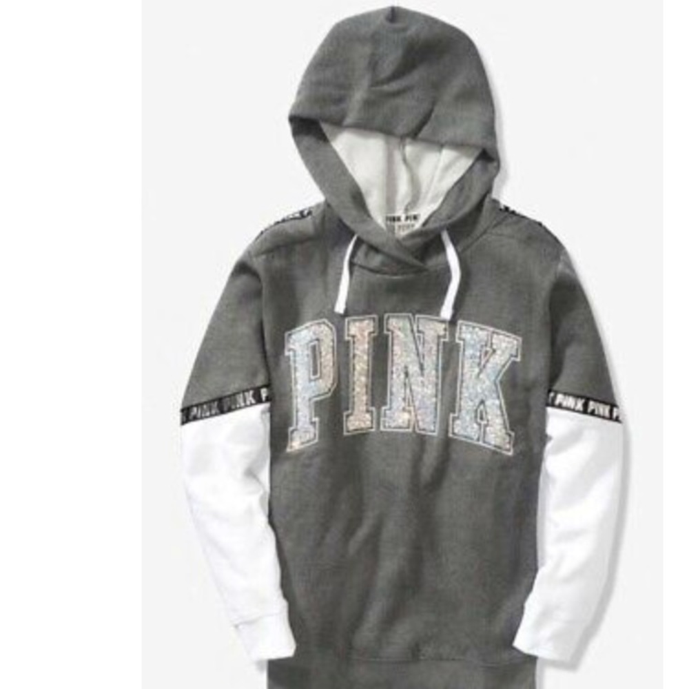Vs pink beaded hoodie bling